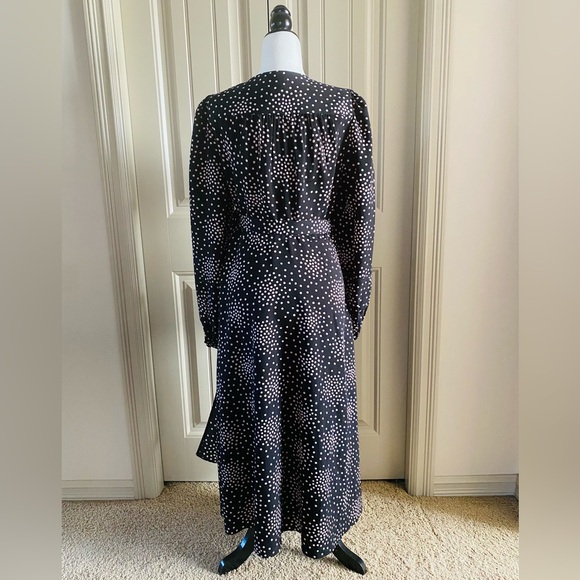 Kate Spade New York Black and Pink Festive Confetti Polka Dot Wrap Dress - Picture 3 of 9